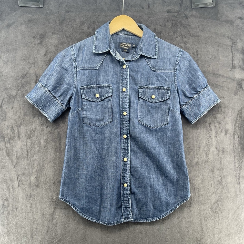 Pendleton Denim Chambray Western Shirt – Short Sleeve – Women's XXS